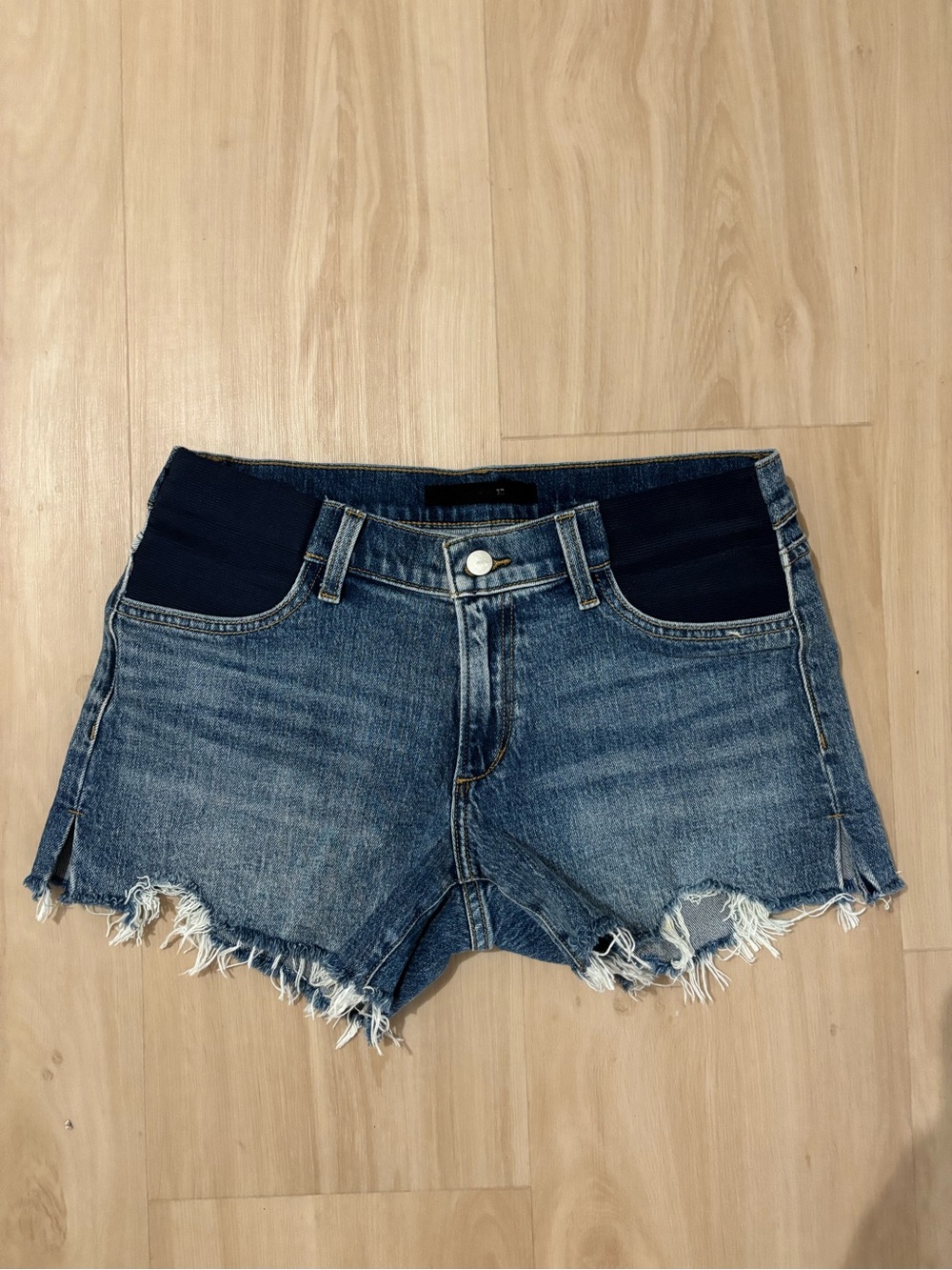 Joes Denim Maternity Shorts with Stretch Panels - Blue